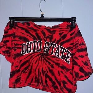 PINK Victoria's Secret Red and Black Tie-Dye Top